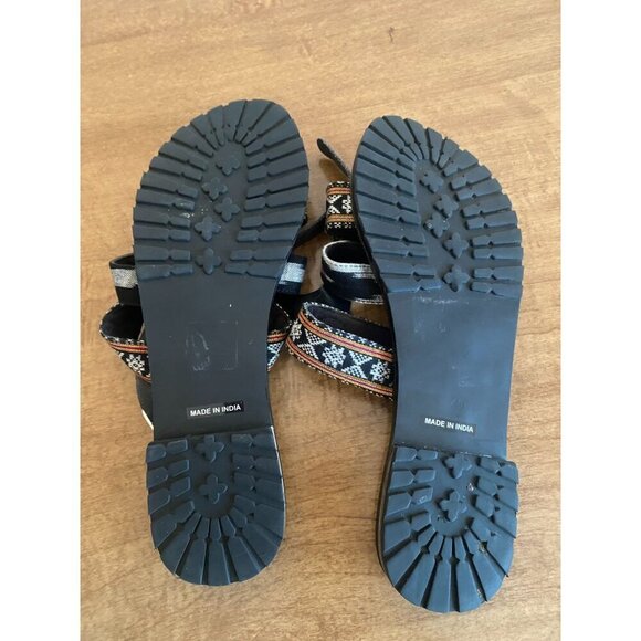 Free People Boho Strappy Black Multi Balkan Sandal 9.5 - Picture 6 of 8